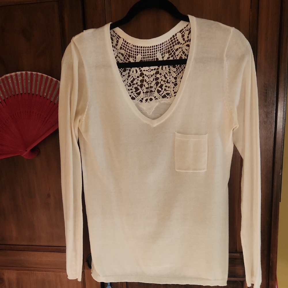 Elegant Cream Lace-Back Women's Top